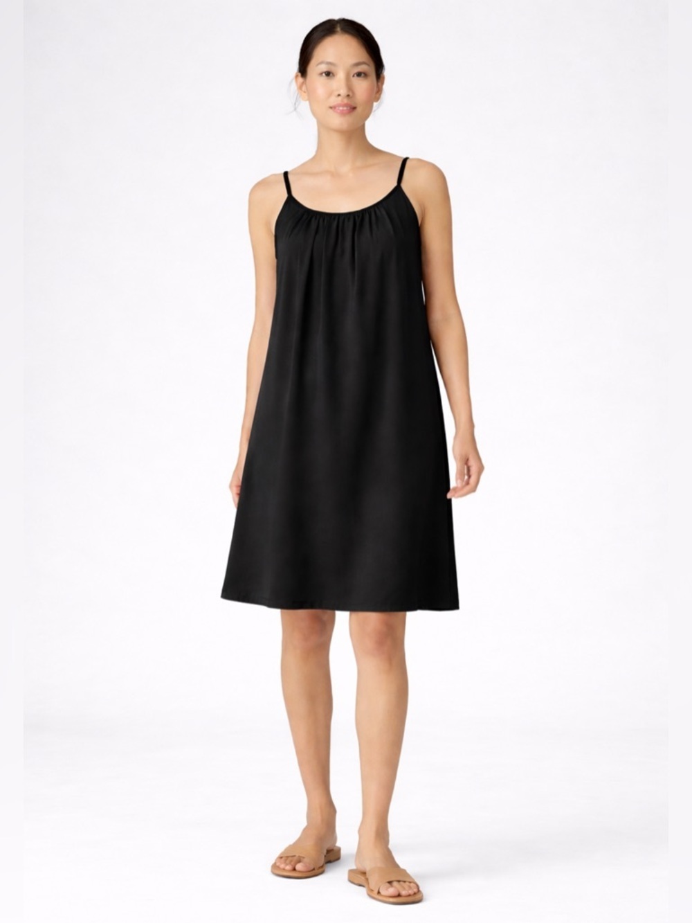 Stella Forest Women’s Black A-line 100% Silk Dress Size EU 38 M Flowy Minimalist